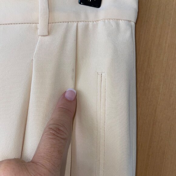 Omo Norma Kamali Vintage Womens Trousers Size 8 Cream Cropped Pleated High Rise - Picture 4 of 16
